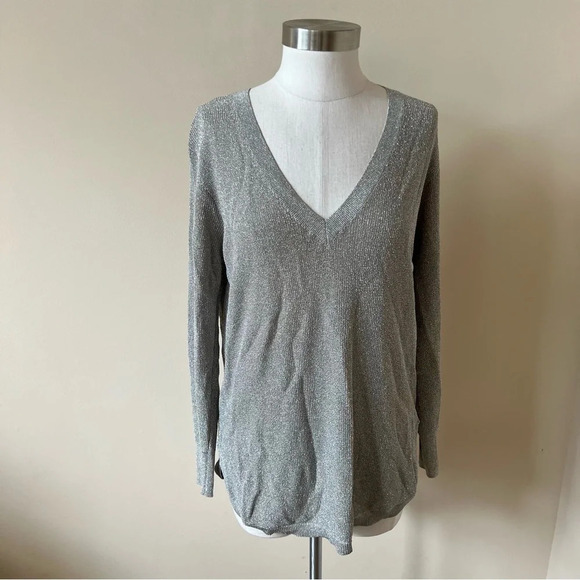 Reiss Bless metallic thread deep v-neck sweater 17961 - Picture 2 of 10